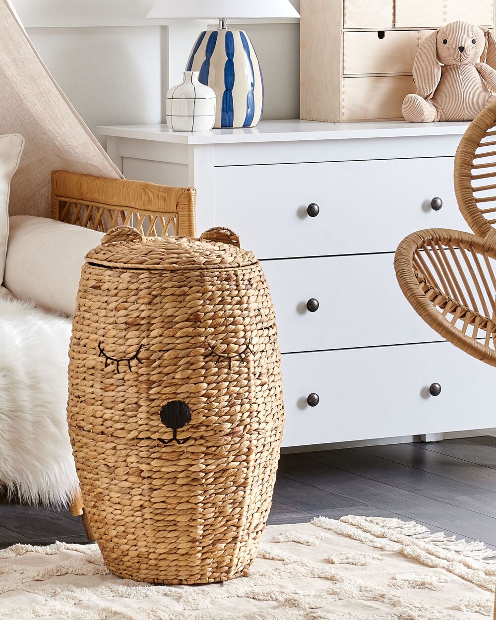Water Hyacinth Wicker Bear Basket Natural SAMBUR Beliani