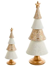 Set di 2 decorazioni natalizie ASPO 32/41 cm Albero di Natale Bianco sporco / Oro_1175712