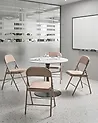 Set of 4 Folding Chairs SPARKS Metal Beige