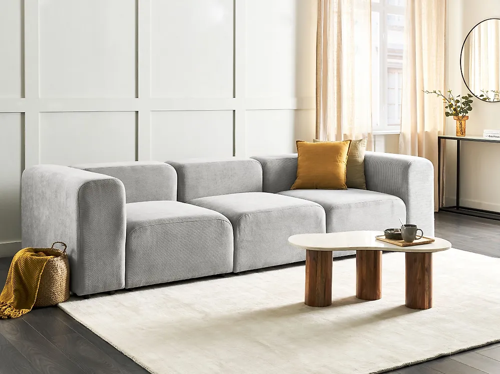 Modular Sofa 3 Seater FALSTERBO Corduroy Grey_1173807