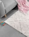 Teppich Baumwolle weiß 140 x 200 cm geometrisches Muster Shaggy KARTAL_747620