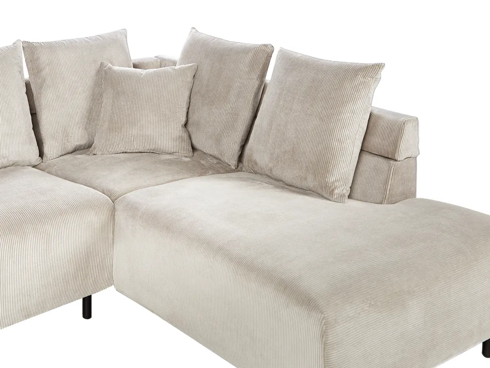 Corner Sofa 4 Seater LUNNER Corduroy Beige Left Hand_961129