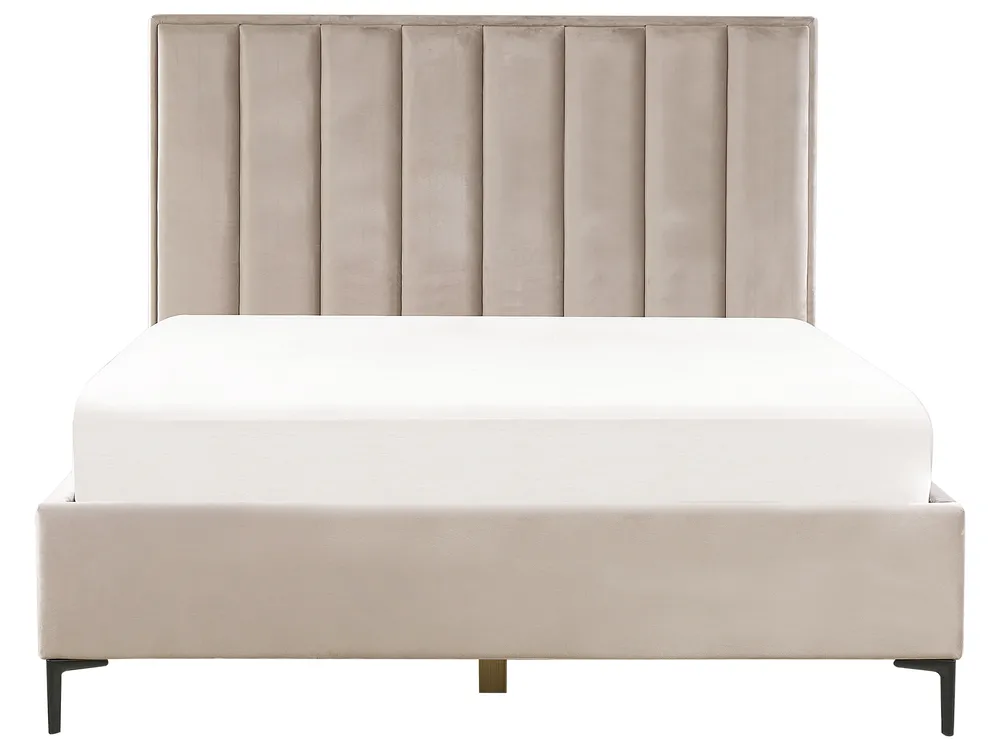 Ottoman Bed SEZANNE Velvet Taupe 160 x 200 cm (EU King Size)_916829