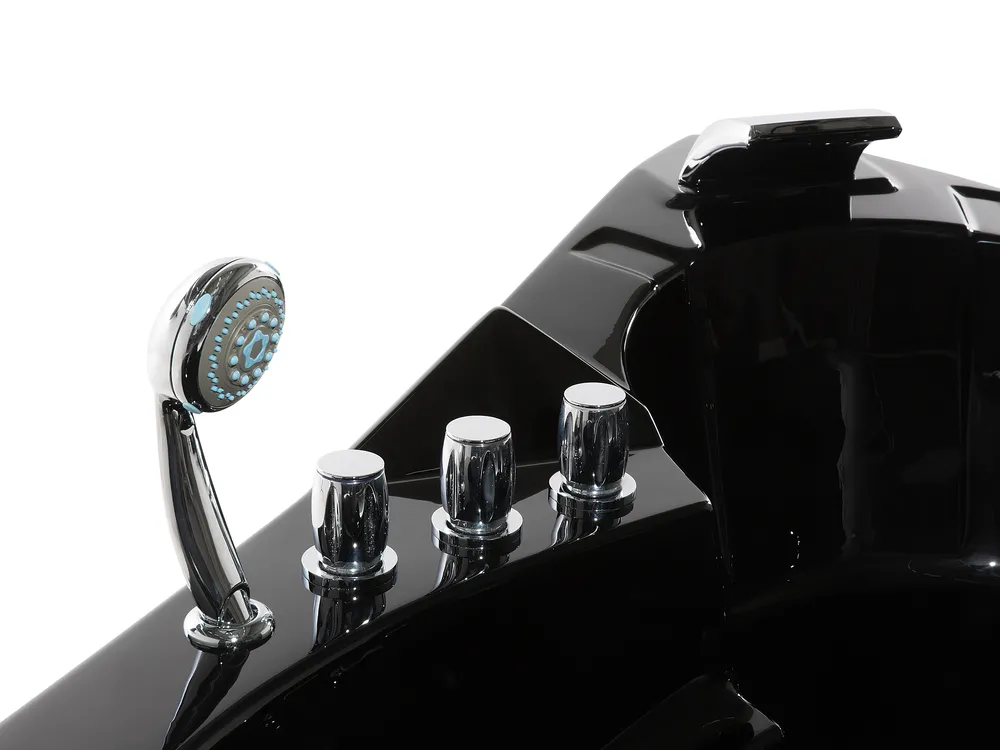 Wanna narożna z hydromasażem LED MARTINICA 214 x 155 cm Czarny_680950