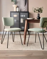 Set of 2 Dining Chairs NELKO Boucle Light Green_884728