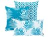 Set of 3 Outdoor Cushions BIRDWOOD Plant Pattern 30 x 50 cm 45 x 45 cm Blue