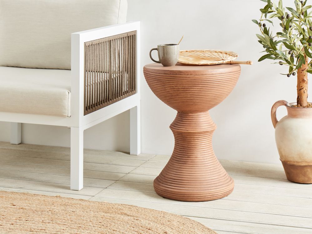 Stolik pomocniczy CALDARO 40 cm 40 cm Imitacja drewna Brązowy