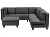Modular Corner Sofa 5 Seater UNSTAD with Ottoman Faux Leather Black Left Hand