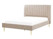Bed Velvet MARVILLE 140 x 200 cm (EU Double) Beige_835968