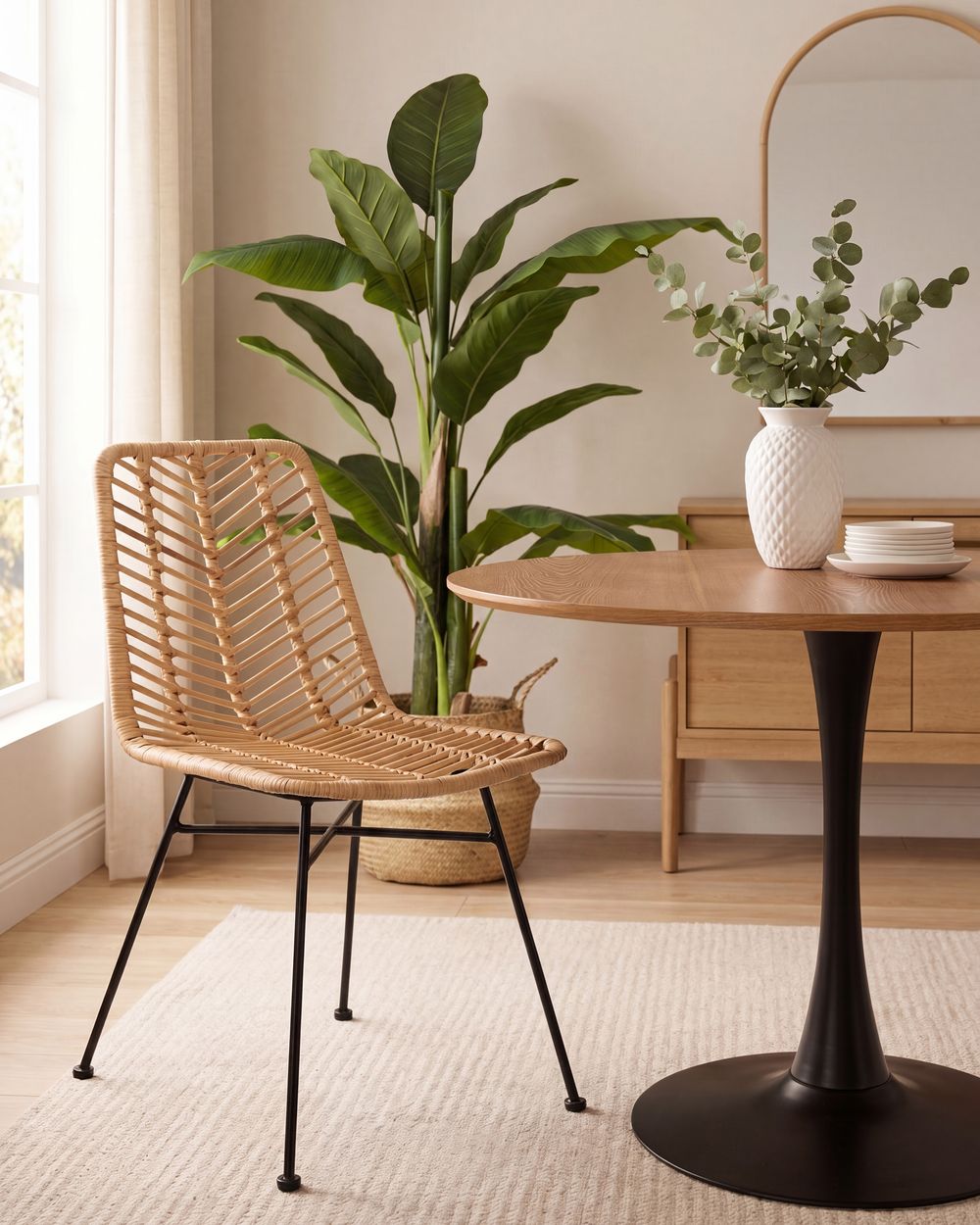 Set of 2 Dining Chairs DILLEY Rattan Natural
