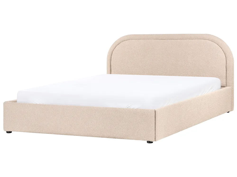 Ottoman Bed QUILLIEN Boucle Beige 160 x 200 cm (EU King Size)_989900