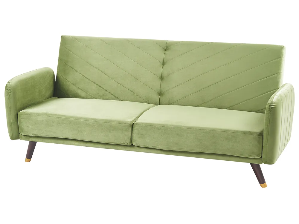 Sofa Bed 3 Seater SENJA Velvet Olive Green_850528