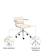 Cadeira home office CANDOR Pele sintética Branco creme_1071316