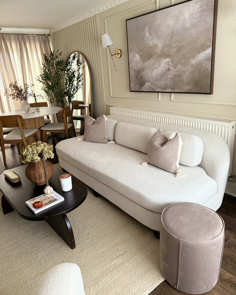 Sofa 3 Seater FANSEN with Cushion Fabric Off-White_1024047