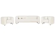 Set da salotto 5 posti LEIREN Bouclé Bianco_920838