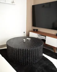 Coffee Table POZZA II 106 cm 106 cm Terrazzo Effect Black_1051333