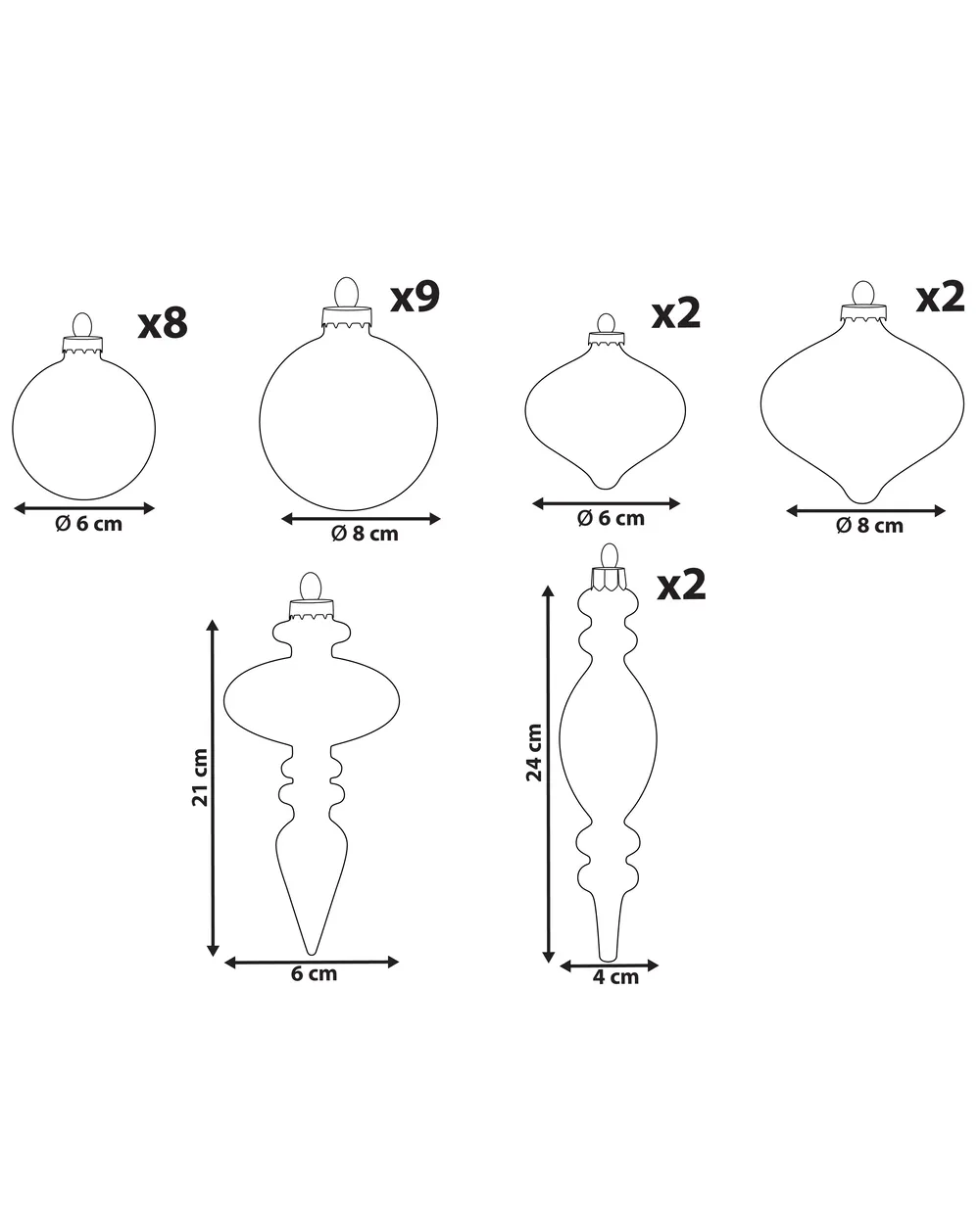 Set of 24 Baubles WINTERLIGHT Glass Rose Gold_1028497