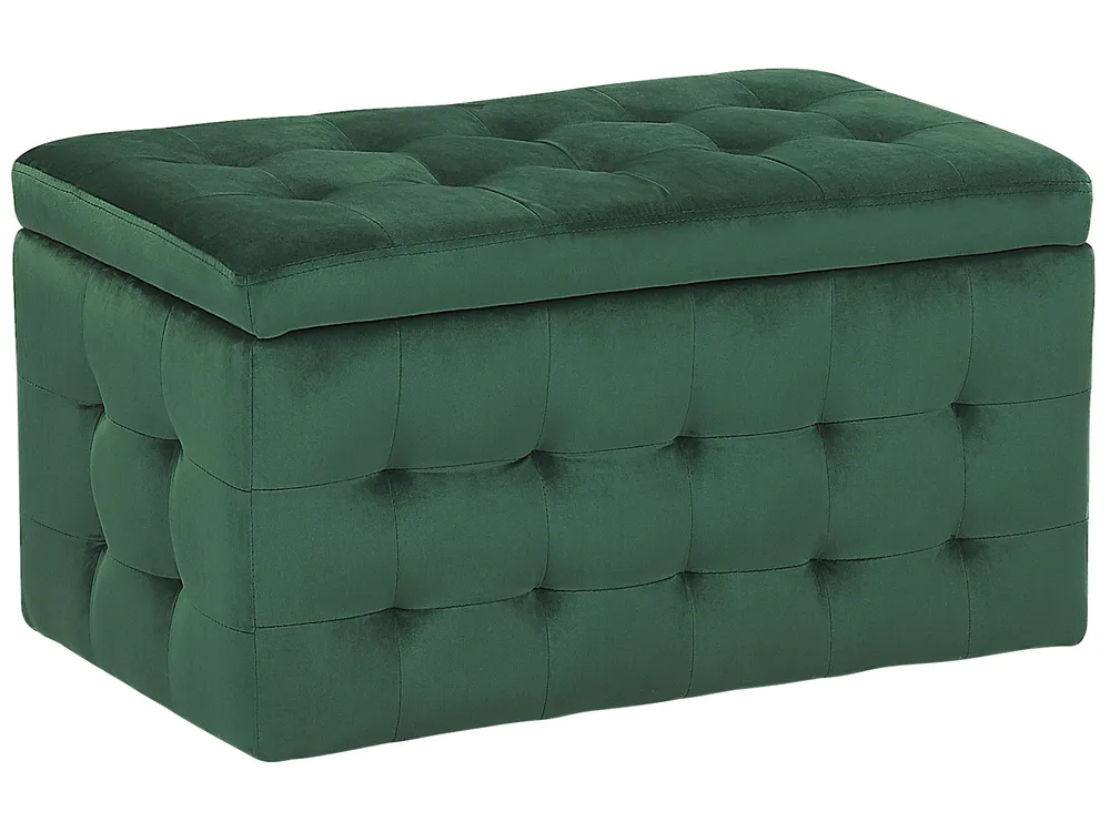 Storage Ottoman MICHIGAN Velvet Dark Green - Main Image