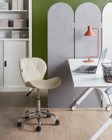 Faux Leather Desk Chair Beige VALETTA