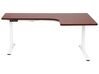 Electric Adjustable Right Corner Desk 160 x 59 cm White and Dark Wood DESTINES _927773