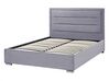 Sametová postel s úložným prostorem 140 x 200 cm tmavě šedá ROUEN_843798