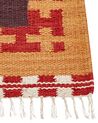 Alfombra kilim de algodón rojo/marrón/beige 140 x 200 cm PARAKAR_870161