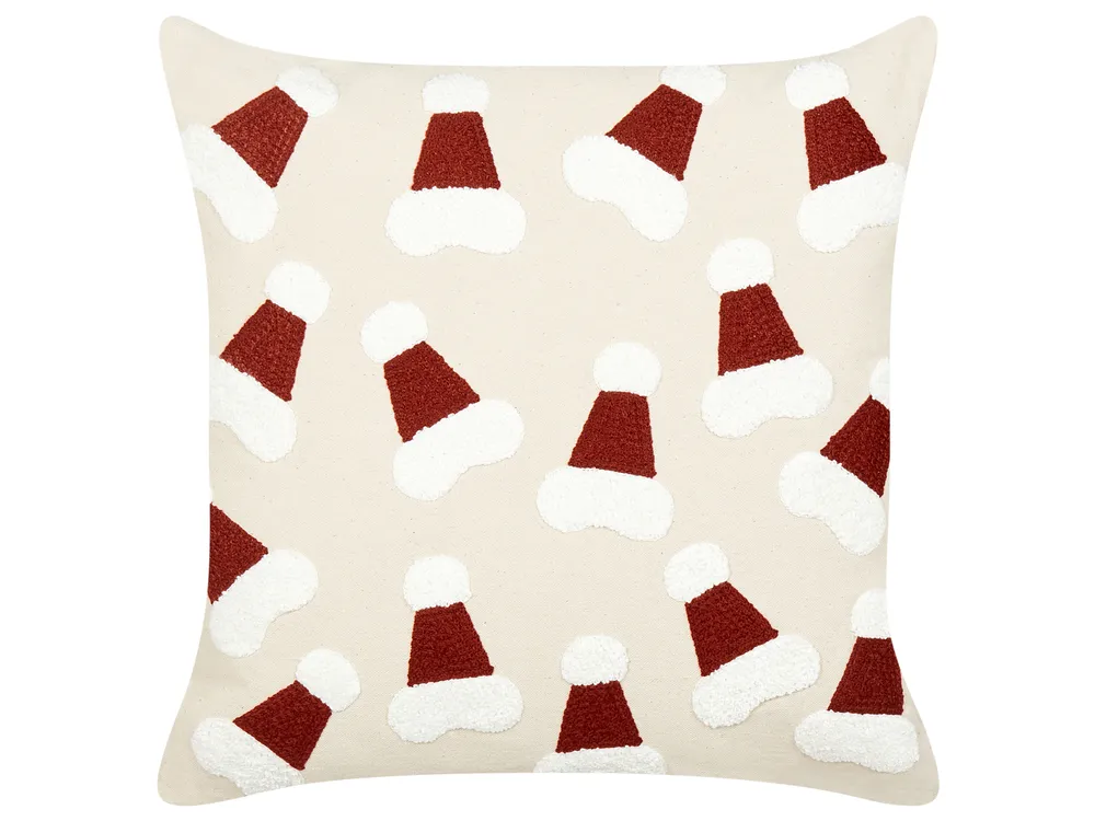 Zestaw 2 poduszek dekoracyjnych SUGARPLUM 45 x 45 cm Bawełna Jasnobeżowy Wzór świąteczny_946782