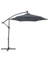 Cantilever Garden Parasol with LED Lights ⌀ 2.85 m Grey CORVAL_778656