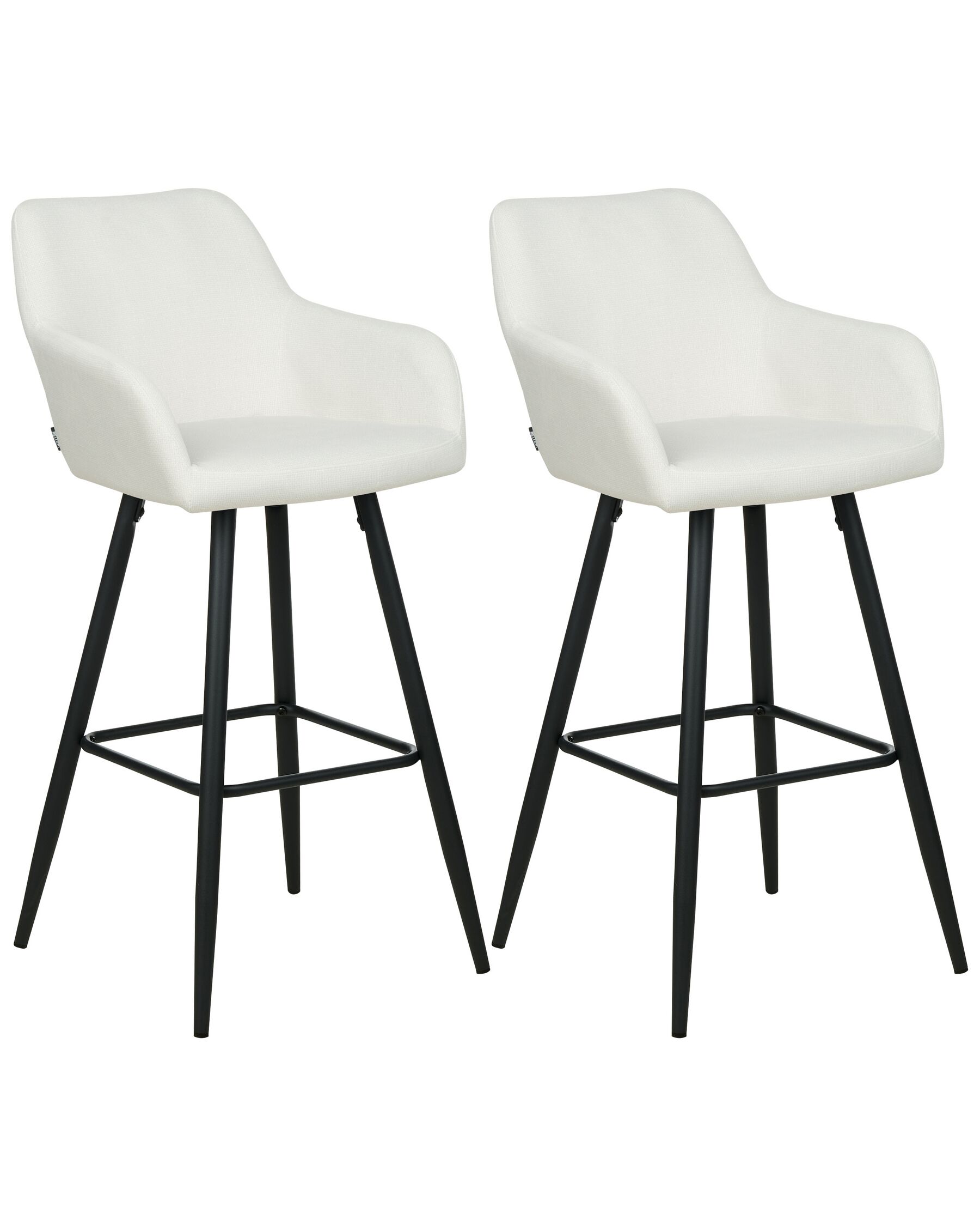 Conjunto de 2 sillas de bar en terciopelo blanco crema CASMALIA_898944