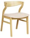 Set of 2 Dining Chairs Light Wood and Light Beige MAROA_934314