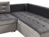 Left Hand Velvet Corner Sofa Bed Grey VARNAMO_827253