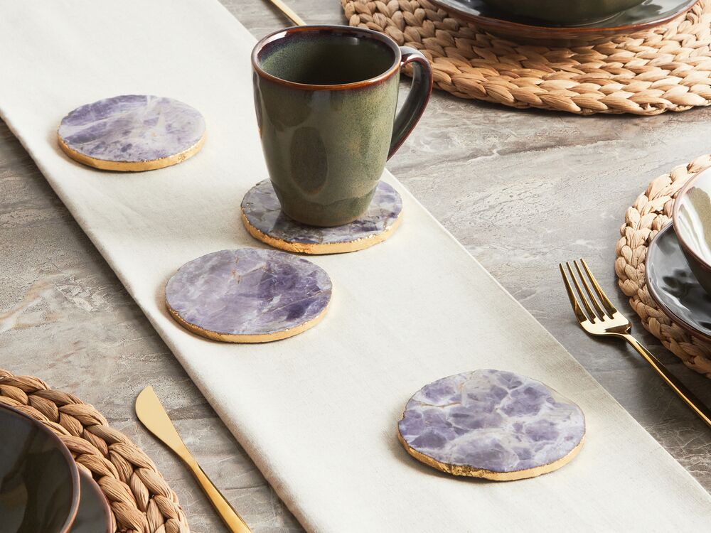 Set Di 6 Sottobicchieri In Pelle Marrone - Eleganti E Impermeabili - Per Casa, Ufficio O Bar - Foto 5