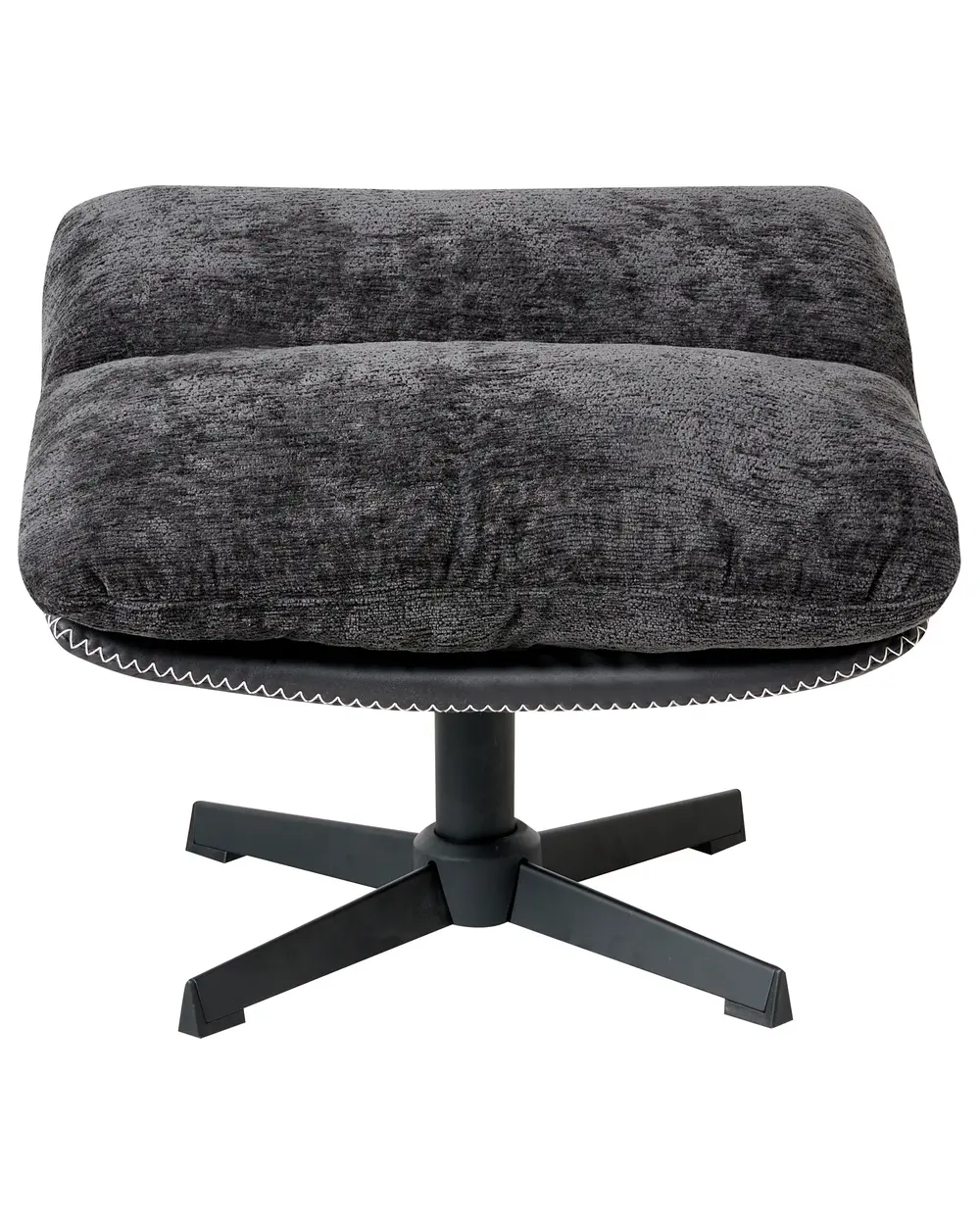 Swivel Armchair TOVIK with Footstool Chenille Black_1007284