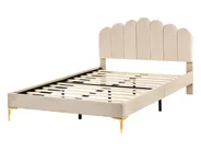 Lit avec sommier Velours SAUVIAN 140 x 200 cm Beige_1014402