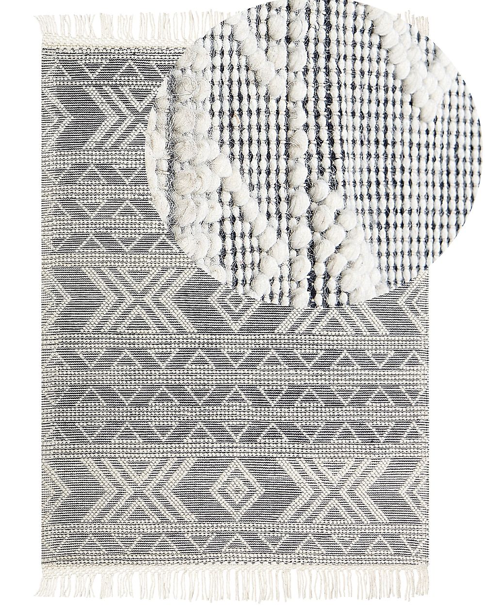 Rug PAZAR Black/ White 160 x 230 cm Wool