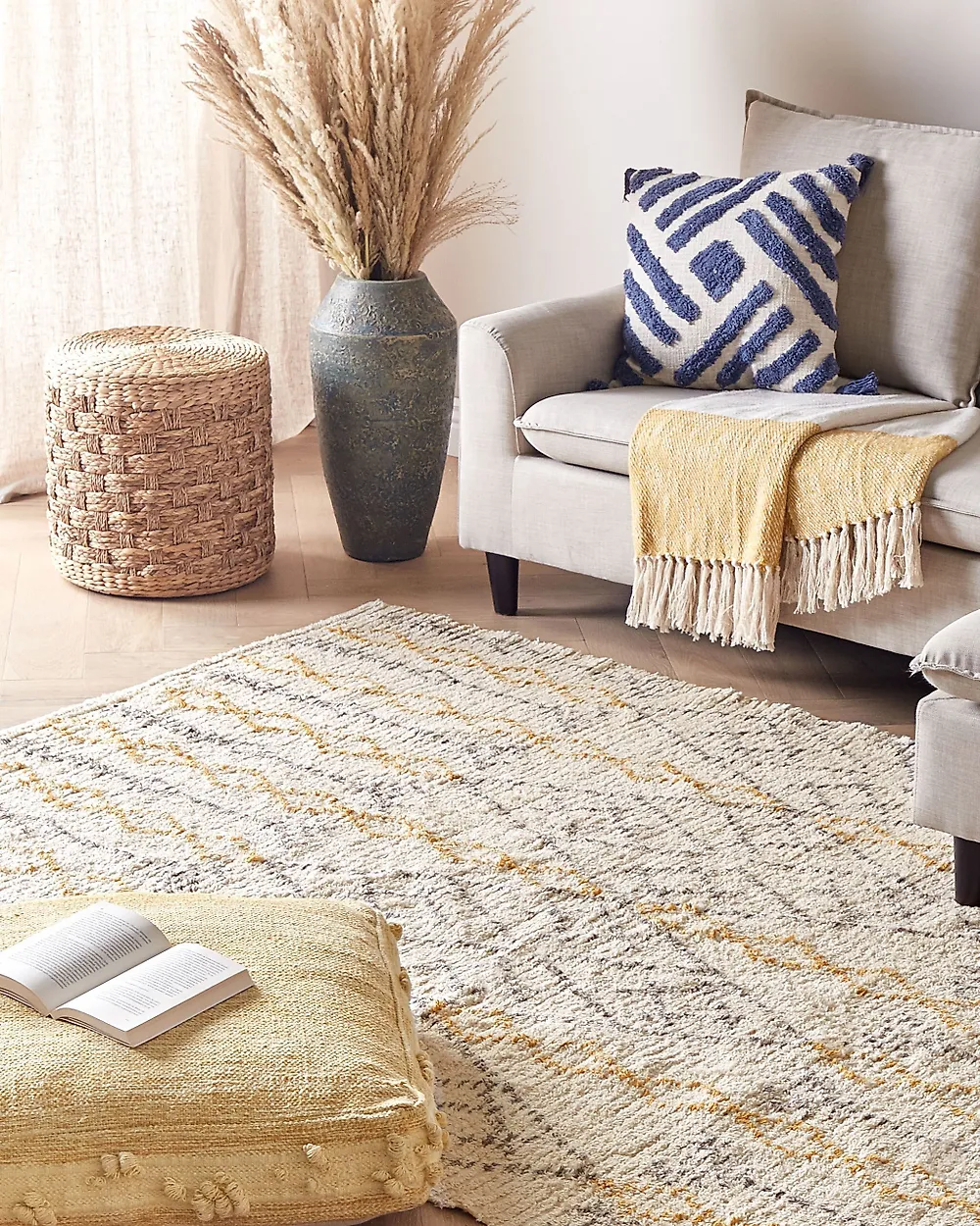 Tappeto KADAPA Beige 160 x 230 cm Cotone_1178461