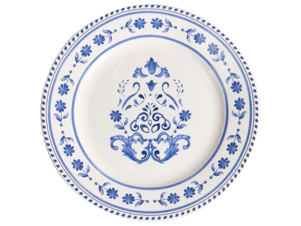 Set of 24 Dinnerware GALANGAL Porcelain White/ Blue_1068991