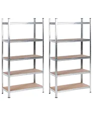 Zestaw 2 regałów magazynowych XITTA 90 cm 180 cm Metal Srebrny_978797