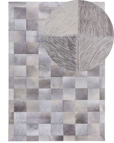 Dywan patchwork skórzany 160 x 230 cm szary ALACAM