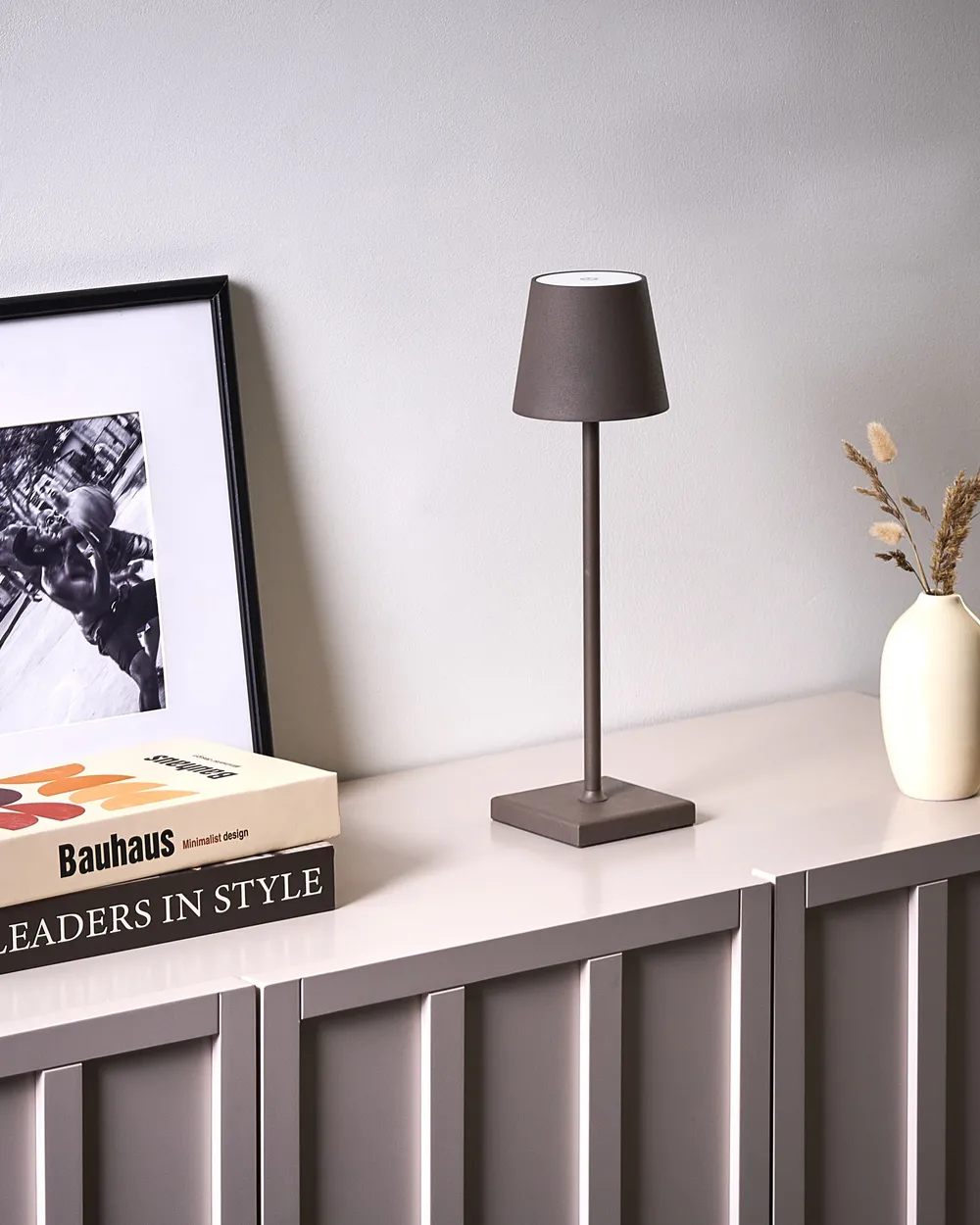 Wireless LED Table Lamp BACEIRO with Dimmer Metal Brown_1041971