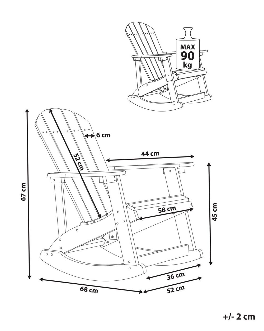 Garden Kids Rocking Chair Light Blue ADIRONDACK Beliani.cz