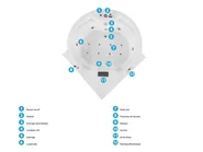 Baignoire d'angle à remous avec LED MILANO 181 x 150 cm Avec haut-parleur Bluetooth intégré Blanc_810835