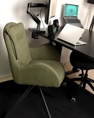 Set of 2 Dining Chairs Swivel AVELAR Fabric Dark Green_982640
