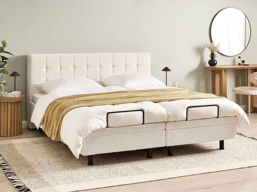 Adjustable Bed Boucle DUKE 180 x 200 cm (EU Super King) Off-White