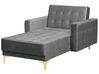 Sofá chaise-longue reclinável em veludo cinzento claro ABERDEEN_741178