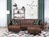 Schlafsofa Kunstleder Old Style braun rechtsseitig mit Ottomane ABERDEEN_717120