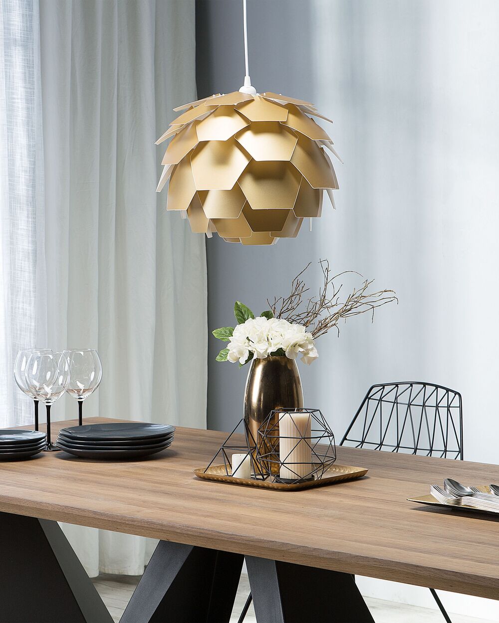 Dining Table 200 x 100 cm Dark Wood with Black SINTRA Beliani.cz