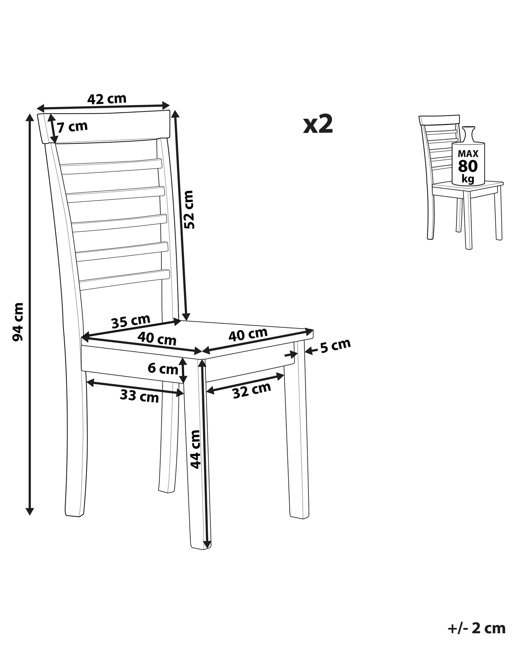 Set of 2 Dining Chairs BATTERSBY Wood White_786287