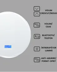 Oglindă LED pentru baie TANAY 60 cm 60 cm Cu difuzor Bluetooth integrat Argintiu_940468