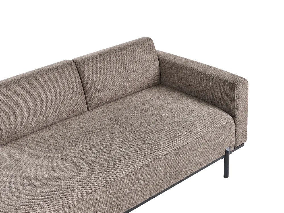 Chaise Longue SAVASSE Faux Linen Light Brown_1004640